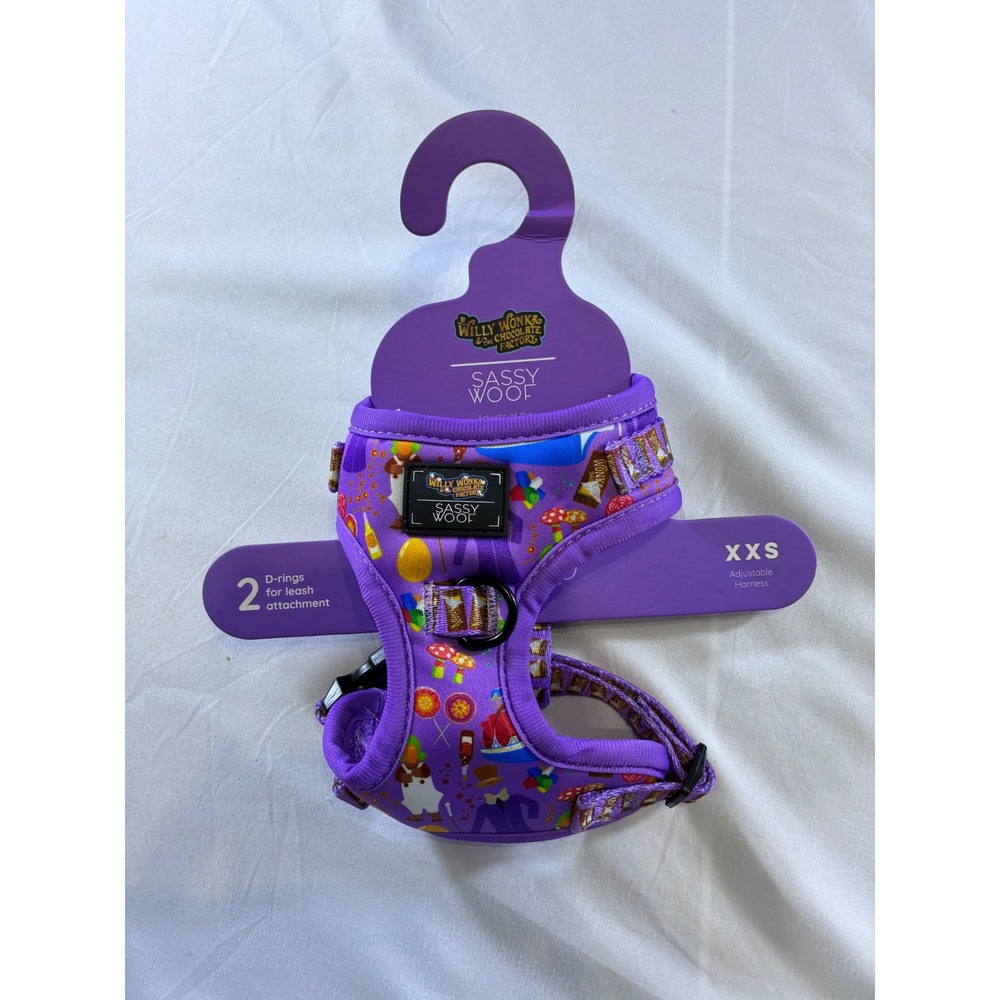 Sassy Woof Willy Wonka Chocolate Factory Dog Harness Purple XXS Adjustable New